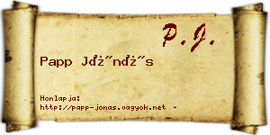 Papp Jónás névjegykártya